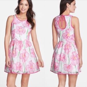 Lily Pulitzer Darcelle Pink Floral Embroidered Organza Sleeveless Dress. Size 6